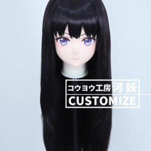 C-10118 Customize Full Head Resin Cartoon Cosplay Japanese Character Anime Role Play Crossdress Kigurumi Mask With Back Shell