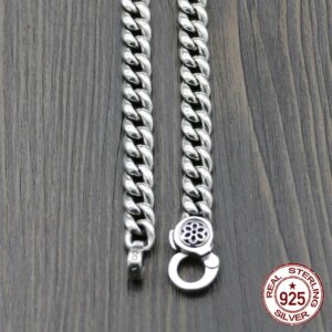 S925 sterling silver necklace with simple and fashionable trendy punk personality style Handmade cherry blossom domineering