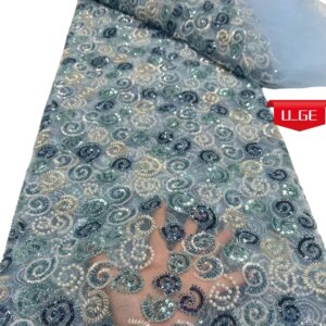 2025Latest Elegant Superior Quality Autria Luxurious Soft mesh Lace With Lots Stones fabric For Wedding Evening Dress U_Ge3865