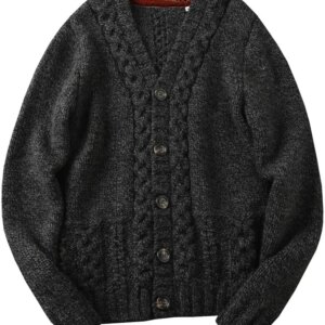 Vintage Mens Thick Wool Sweater Coat V Neck Single Breasted Autumn Winter Knitted Cardigan Italian Designer Warm Casual Knitwear