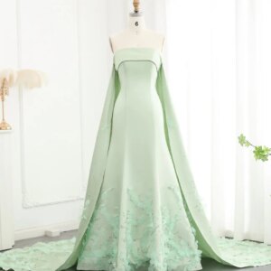 Customized Delicate Strapless Jersey Appliques Crystal Evening Dresses Elegant Floor Length Celebrity Gowns Vestido De Noche