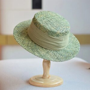Artistic flat-topped hat and versatile pleated fabric small brim gift hat for outings