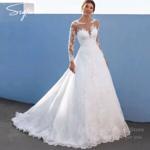 SSYTENS Elegant Boho Lace Wedding Dresses Sexy Illusion Beach Applique Bridal Party Gowns Bride 2025 Custom Vestidos De Novia