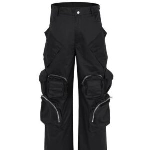 Multi Pocket Style Wide Leg Pants High Street Trendy Brand Casual Pants European and American Style Large Pockets Pants Men