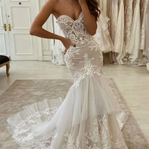 Customized Hot Mermaid Sexy V-neck Strapless Backless Special Women’s Wedding Dress Beach Long Decal Bridal Dress 2025