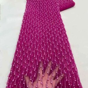 New Design Bridal Lace Fabric High Quality Lace Tulle Mesh Net Lace Fabric 2025 Luxury Hand Beaded For Wedding Dresses 5 Yards