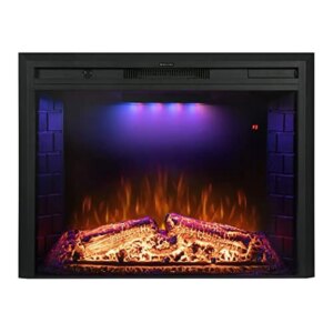 Electric Fireplace Inserts Recessed & Built in Wall Heater with Realistic Flame Effect Adjustable Lights Speaker System Timer