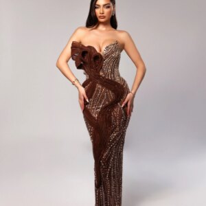 Dazzling Luxury Crystal Long Evening Dress For Women Sexy Sleeveless Sheath Wedding Party Gown Customized Elegant Prom Dresses