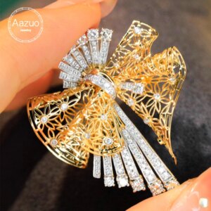 Aazuo Fine Jewelry 18K Pure White Gold Natural Real Diamonds Original Luxury Brooch&Necklace Gifted For Women Birthday