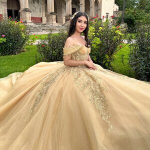 Champagne Shiny Princess Quinceanera Dresses Off Shoulder Lace Applique Beading Tull Corset Sweet 16 Birthday Party Gown Vestido