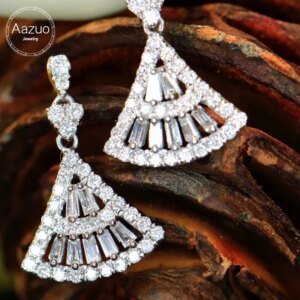 Aazuo Fine Jewelry 18K White Gold Natrual Diamonds 0.62ct Highquality Sector Stud Earrings For Women Senior Banquet Au750