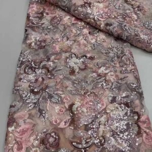 African Mesh Sequins Lace Fabric 2025 High Quality French Net Embroidery Luxury Sequins Lace Dresses for Wedding Evening Party