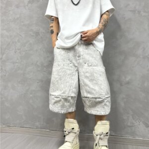 Heavy Waste Soil Style Distressed Dirty Dyed Loose Cropped Pants Profile Large Pocket Personality Middle Casual