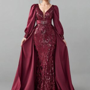 Mermaid/Trumpet Vintage Mother of the Bride Dress Floor Length Glitter Formal Wedding Guest Evening Dress 2025 free customized