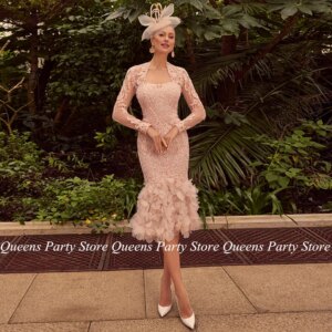 Luxury Champagne Mother of The Bride Dress Long Sleeves Sweetheart Beading Appique Flower Petals Mermaid Wedding Guest Gown
