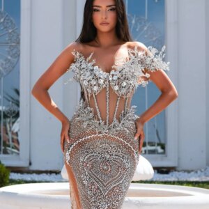 Sexy Side Slit Prom Dress 2025 Luxurious Beaded Evening Dress Elegant Shiny A-line Diamond Floor-Length Gown Customized