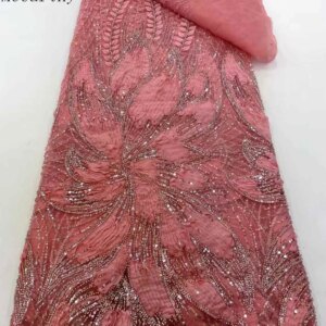 Mccarthy African Design Luxury 3D Flower With Beads Lace Nice Nigerian French Sequins Tulle Lace Fabric For Women Wedding Dress