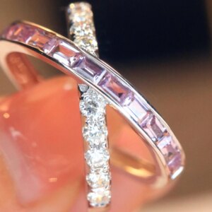 Aazuo Fine Jewelry 18K White Gold Natrual Sapphires Real Diamonds Ring Gifted For Woman Wedding Day Deluxe Banquet Party