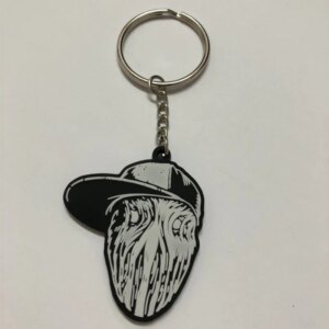 Customized Abstract head Rubber Keychains With Hat Backside Blank Logo Key Ring Accessories Wholesale Free Shipping