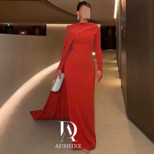 Aushine Customized Birthday Evening Dress Floor Length Full Sleeves Summer Elegant Wedding Party Gowns For Women Arab 2024