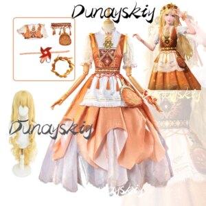 Nikki Hometown Breeze Cosplay Costume Wig Game Infinity Nikki Cosplay Lolita Orange Dress Girls Gown Party Prop Customized Item