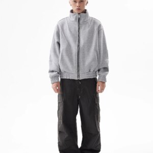 American Retro Washed Distressed Drawstring Multi-Pocket Cargo Pants Function Loose Wide-Leg Casual