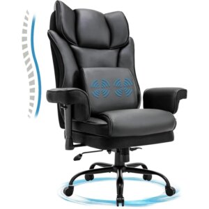 Big and Tall Office Chair, 500lbs Rocking Massage High Back Desk Chair, Ergonomic Executive Office Chair