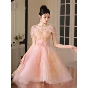 Quinceanera Dresses  Pink Evening Dress Wedding Dress Banquet Atmosphere Light  Luxury High-end Customization