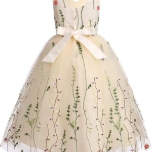 Princess Bridesmaid Maxi Gown Embroidery Flower Girl Lace Dress for Kids Wedding Pageant Party First Communion Dresses