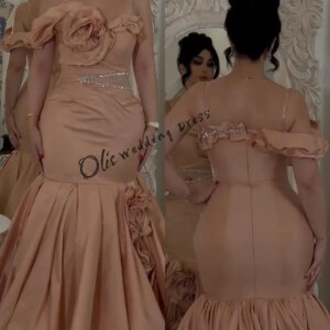 customized Elegant Off-the-shoulder Trumpet Floor Length Dresses Flower Rhinestone Charmeuse 2025