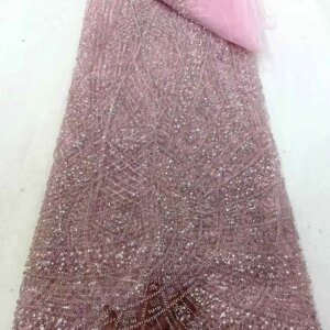 Pink African Mesh Groom Lace Fabric 2025 High Quality French Sequins Lace Fabric Nigerian Lace Fabric For Wedding Women Dresses