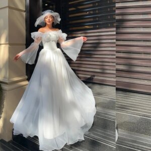 Customized Organza Ruffles Christmas Ball Gown Off-the-shoulder Bespoke Occasion Long es Casual