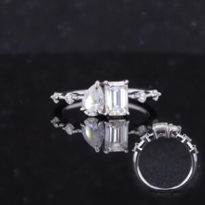 Sterling 925 Silver Ring Two Stone Moissanite Ring Fine Jewelry Ring