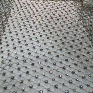 2024 New Design Heavy Stones Nigerian Lace Fabrics Fashion Women African Tulle Lace Luxury Crystal Stones Fabrics For Wedding