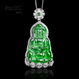 Myanmar A-goods Jadeite Guanyin Pendant S925 Silver Inlaid High-grade Luxury Ice Jade Necklace Men and Women Holiday Gift