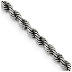 Sterling Silver Rutheniumplated 2.9mm Rope Chain