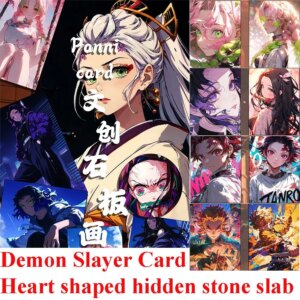 New Demon Slayer Heart Shaped Hidden Stone Slab Collection Card Anime Tanjirou Kamado Nezuko Character Card Children Toy Gift