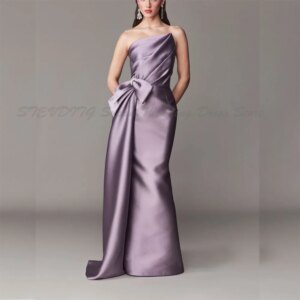 Classic Women Evening Dresses Elegant Strapless A Line Sleeveless High Quality Floor Length Banquet Prom Business Pretty Gowns