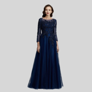 Customized Mother Of The Bride Dresses A-line 3/4 Sleeves Appliques Beaded Plus Size Long Groom Mother Dresses For Wedding