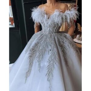 Light Blue Sweetheart Prom Dress with Feather Tassel Fashion Beading Sequined Pearls Floor Length Ball Gowns Party Evening Dress