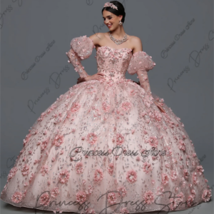 Elegent 3D Flowers Three Quarter Sleeve Quinceanera Dresses Ball Gown 2025 Bow Sweetheart Sweet 16 Dress Wedding Customized