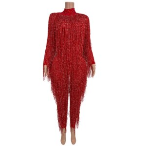 Sexy Nightclub Party Tassel Rompers Live House Stage Performance Jumpsuit Music Festival Outfits Women Fringe One Piece Bodysuit