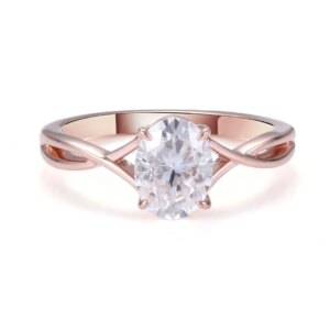 Provence 10K/14K/18K Moissanite Promise Rings for Women Oval Cut 1.5 CT D Color VVS1 Solitaire Rings Four Prong Eterniy Rings