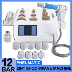 2in1 Pneumatic Shockwave Therapy Machine For ED Treatment Pain Relief 12Bar Professional Shock Wave Body Massager Chiropractic