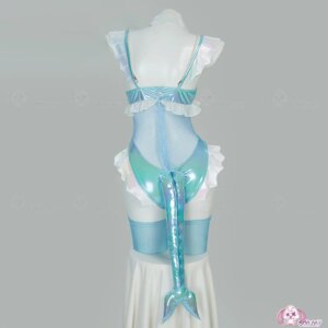 Pastel Blue Bunny Girl Costume – Shiny PU Leather Catsuit for Anime Cosplay (With Ears & Tail) Halloween Costumes for Women
