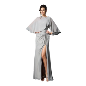 Silver Mother Of The Bride Dresses Sheath One-shoulder Beaded With Jacket Long Groom Mother Dresses For Wedding Customized