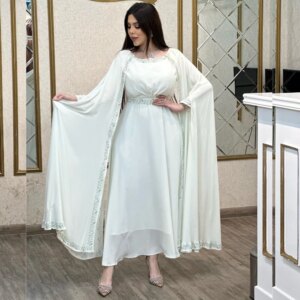 Customized Chiffon Rhinestone Party A-line O-Neck Bespoke Occasion Gown Midi Dresses Saudi Arabia