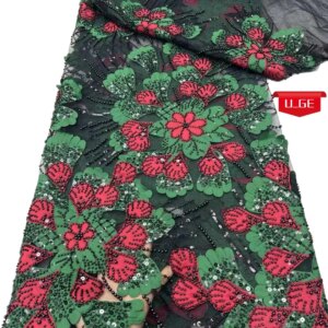 2025 Latest Very Soft Laser Cotton Delicate Embroidery Best Quality Lace With Biggest Stones Fabric Party Evening Dress NN5628_R
