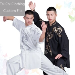 Embroidery Performance Wear Racing Suit Shadowboxing Exercise Clothing High-Grade Cotton Linen Breathable Sweat Absorbing