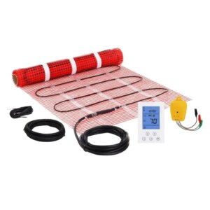 Electric Radiant Floor Heating Mat 10Sqft Digital Thermostat for easy Installation Adhesive Back Warm System